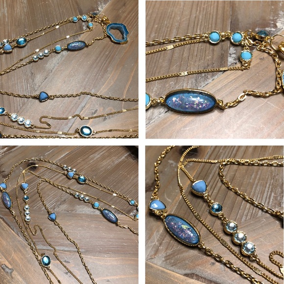 Layered Agate Druzy Necklace – Turquoise WDH10064 - Picture 6 of 8